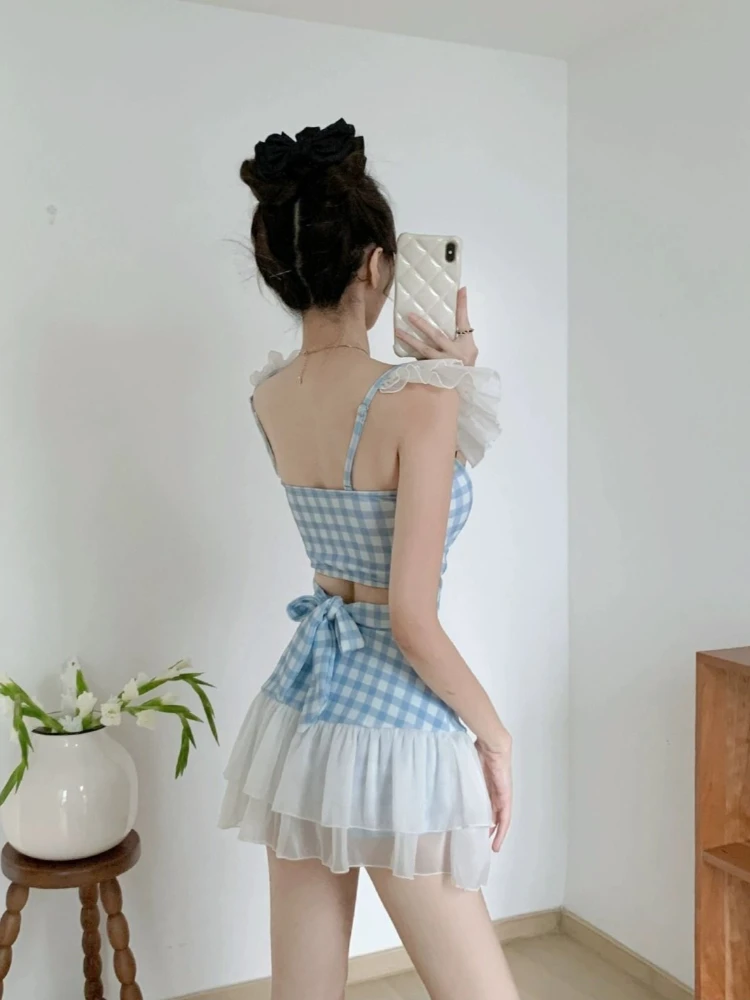 Ladies Slimming Halter Bathing Suit Cute Bowknot Retro High Neck Swimwear Fashion Summer Vacation Pool Party Outfits view 3