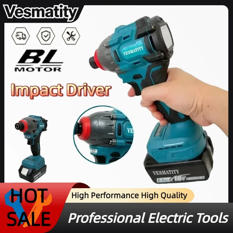 Electric Impact Driver Brushless Motor Cordless Powered Woodworking Screwdriver For Household DIY Projects For Makita Battery.