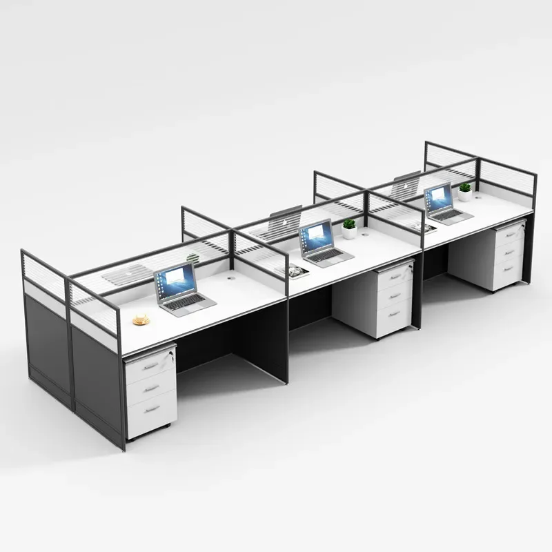 for Simple Modern Screen Desk Chair Combination Four or Six Staff Workstation Office Financial Staff Partition Booth