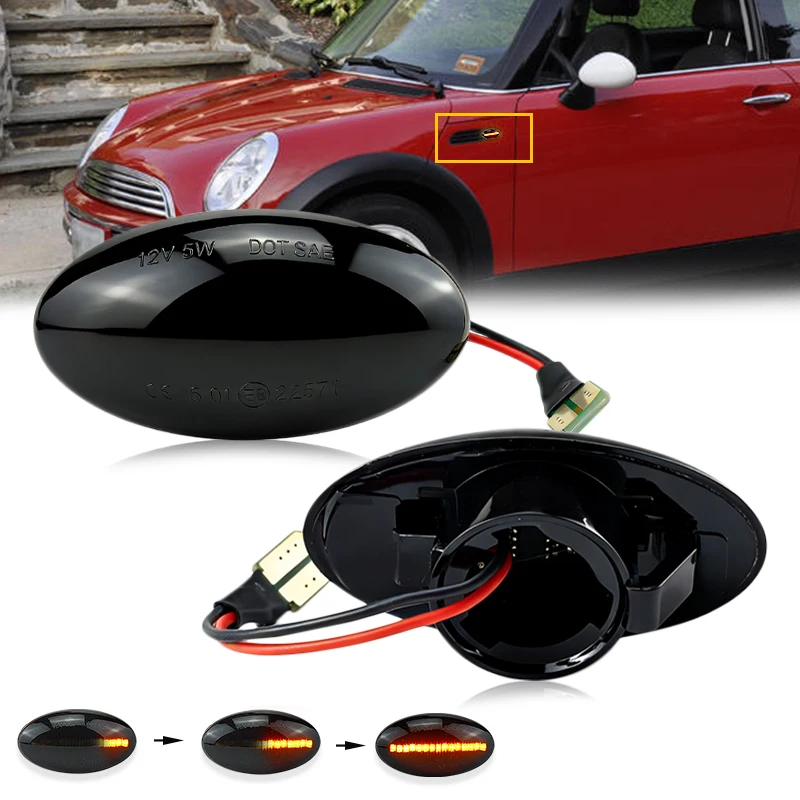 

2Pcs Flowing Water Repeater Indicator Dynamic LED Side Marker Turn Signal Light For BMW MINI Cooper R50 R52 R53 2002-2008