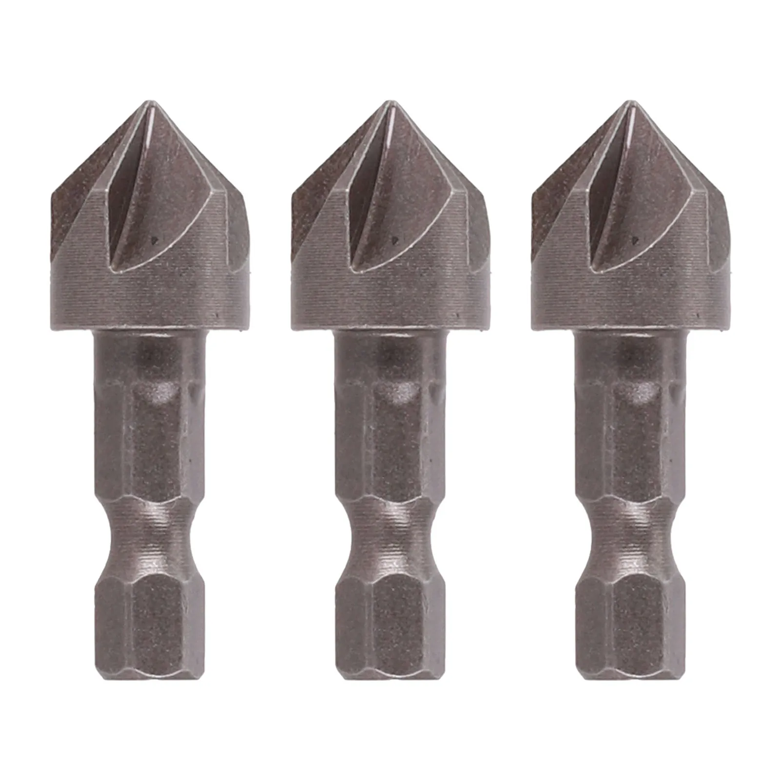 Drill Bits 5 Flute Drill Bits 13mm Diameter 36mm Length 3Pcs 45# Steel 5 Flute 90 Degree 6.35mm Shank Diameter Gray