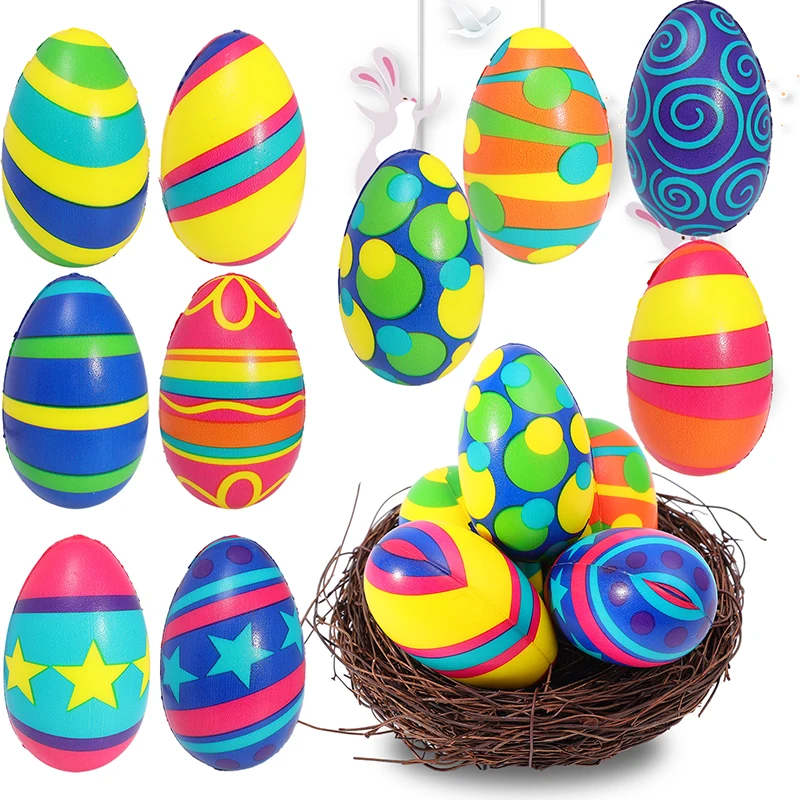 

1-10 шт., хит продаж, 6 см, пасхальное яйцо из искусственной кожи, шарик под давлением, щепотка, игрушка для детей и взрослых, вентиляционное отверстие, медленный отскок, игрушка для снятия стресса, пенопластовое яйцо, щепотка