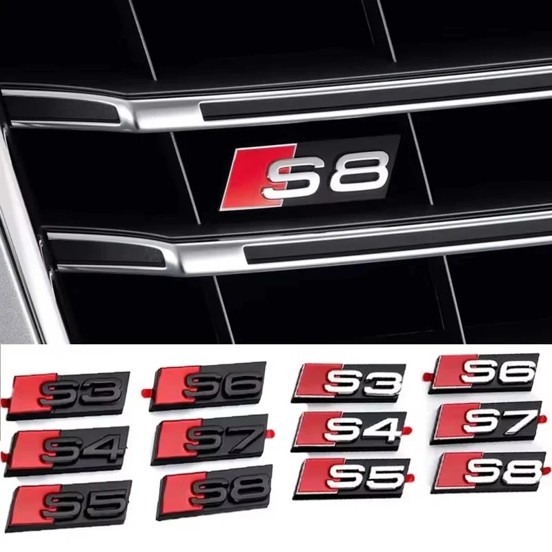 

ABS автомобильная передняя решетка, значок бампера, логотип, эмблема для Audi S3 S4 S5 S6 S7 S8, внешняя модификация, аксессуары, декоративные наклейки