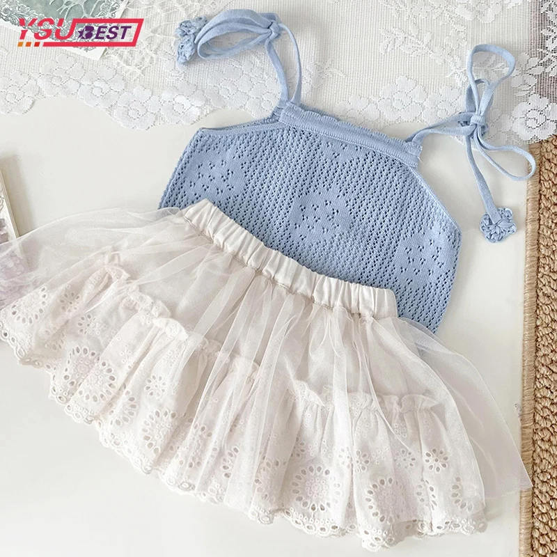 1-5Yrs Summer Toddlers Girls Lace Hollow Out Shorts Korean Style Cotton Beige Baby Kids Layered Shorts Kids Clothes PP Skirt