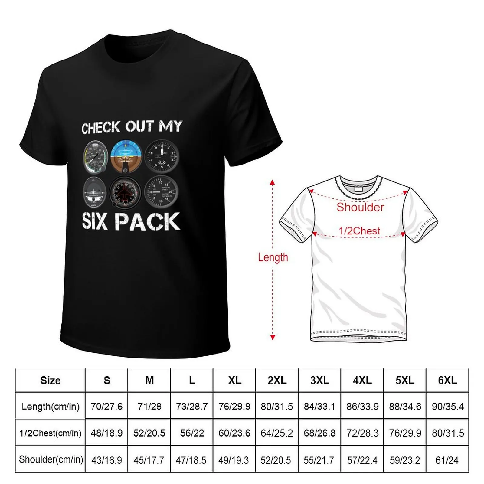 Pilot Aviation Check Out My Six Pack Flying Airplane T-Shirt Casual Graphic Print Tee