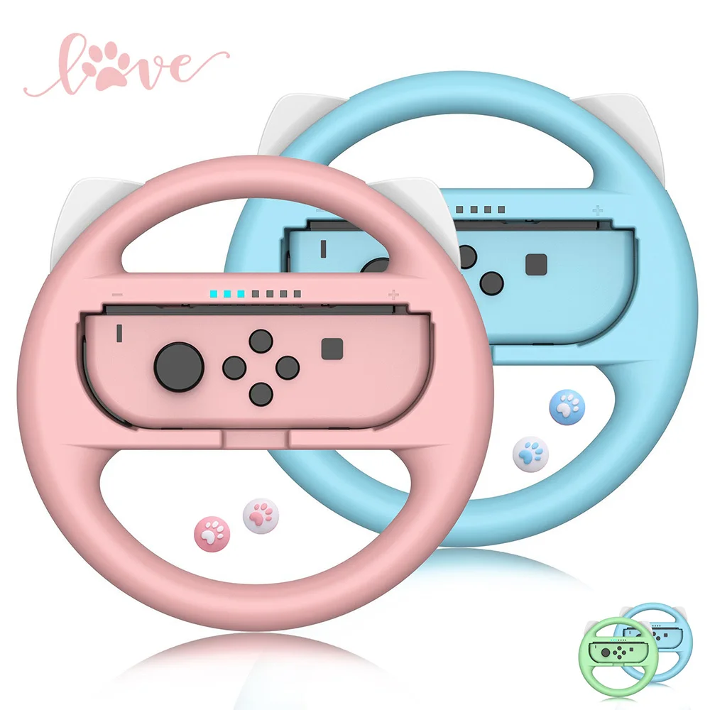 Steering Wheels for Nintendo Switch/ Switch OLED Joy-Con Cute Racing Wheel Accessories for Switch JoyCon Controller