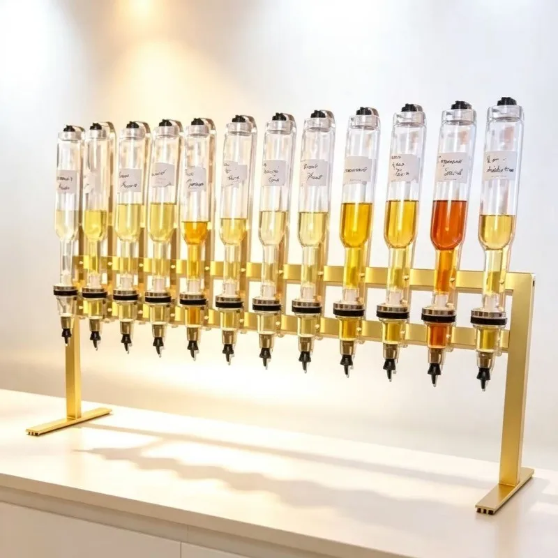 8 Heads Straight Perfume Rack & 12 Heads Gold Aluminum Hanging Wine Dispenser Rack Cabinet Upside Down Bottle Holder