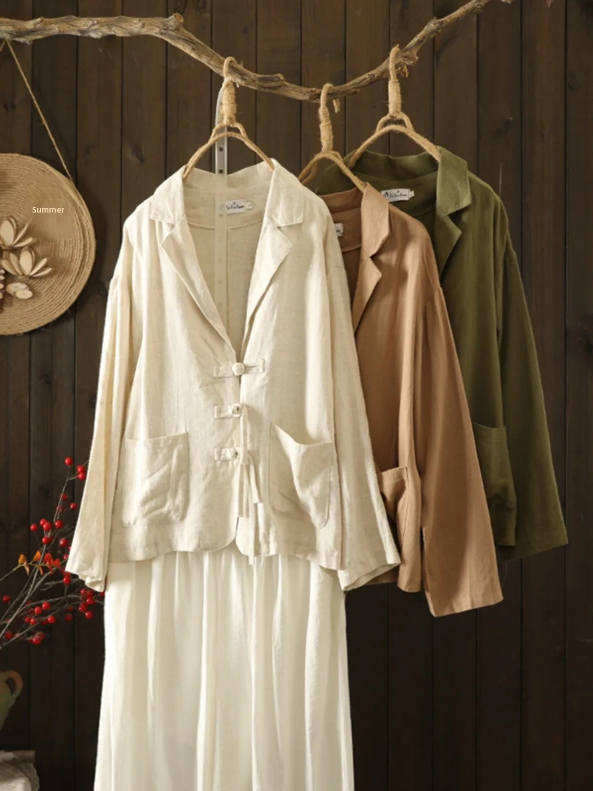 

Ранняя осень, однотонный хлопково-льняной костюм, джет, большой размер, женское повседневное льняное пальто с двойными пуговицами в стиле вестерн