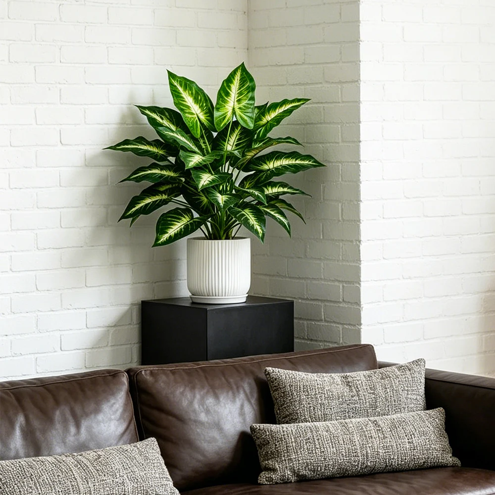 43 cm große künstliche Monstera-Pflanzen, künstliche Palme, tropische Schildkrötenblätter, Kunststoff-Maranta-Zweig, künstliche Alocasia-Blätter für die Heimdekoration – Detail 2