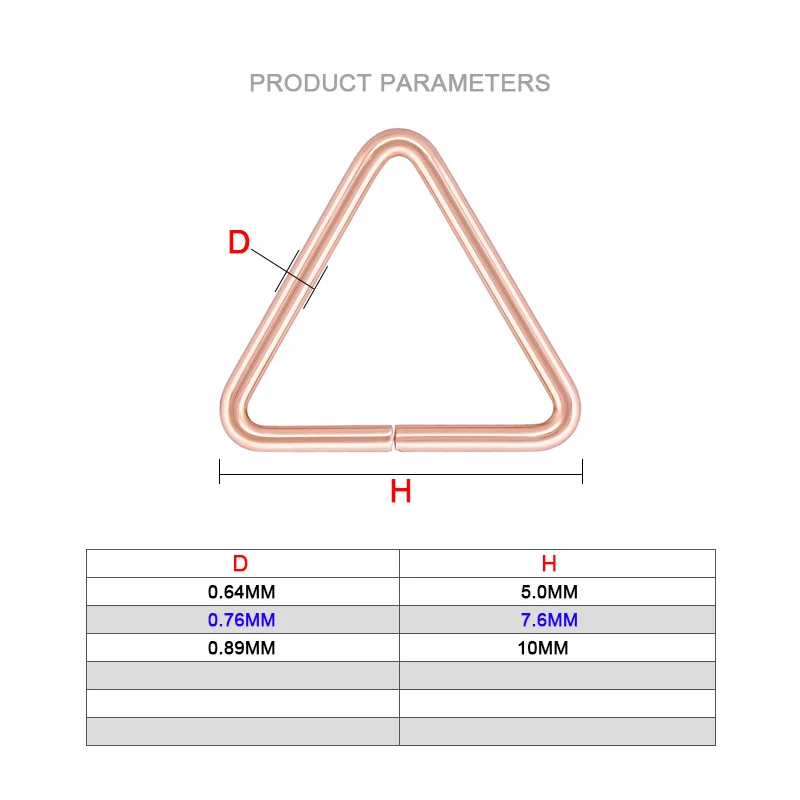 14K Rose Gold Filled Open Triangle Jump Rings for Necklace 5/7.6/10mm Jewelry Triangle Jump Ring