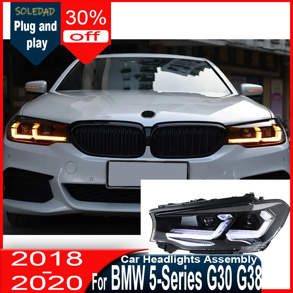 Head Lamp For BMW 5series G30 Headlights 2018-2021 latest LCI Styling LED Daytime Lights Dual Projector Car Accesorios