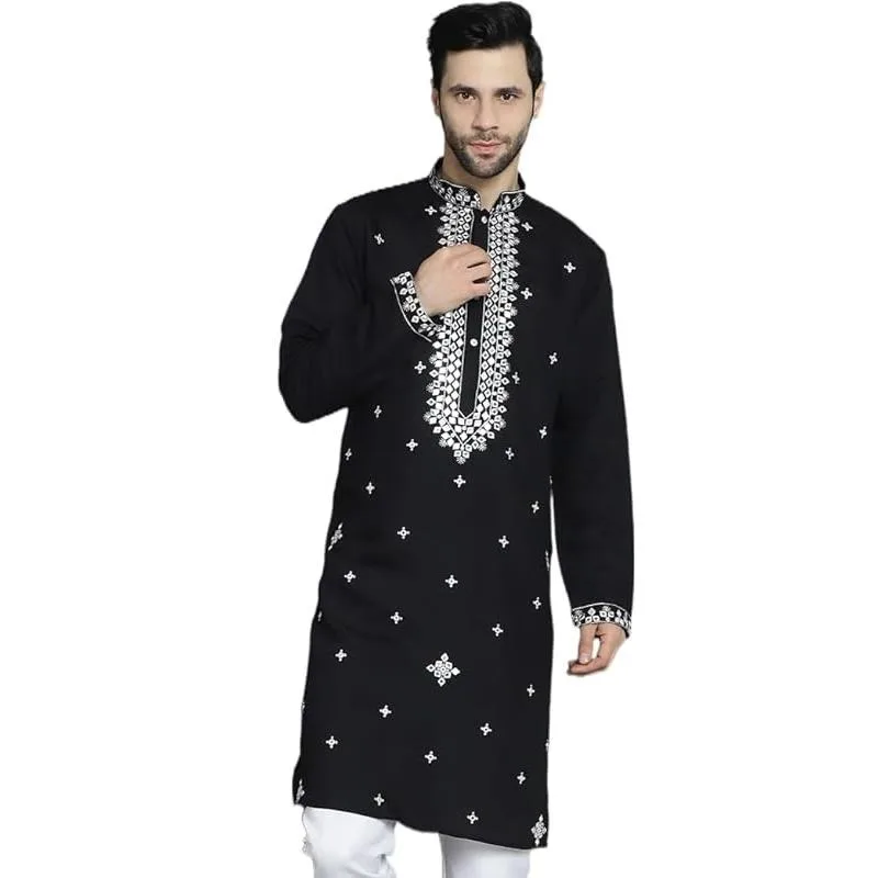 2026 Version Of Middle Eastern Style Muslim Robe Personality Bronzed Mid-length Long-sleeved Shirt Muslim Shirt National style