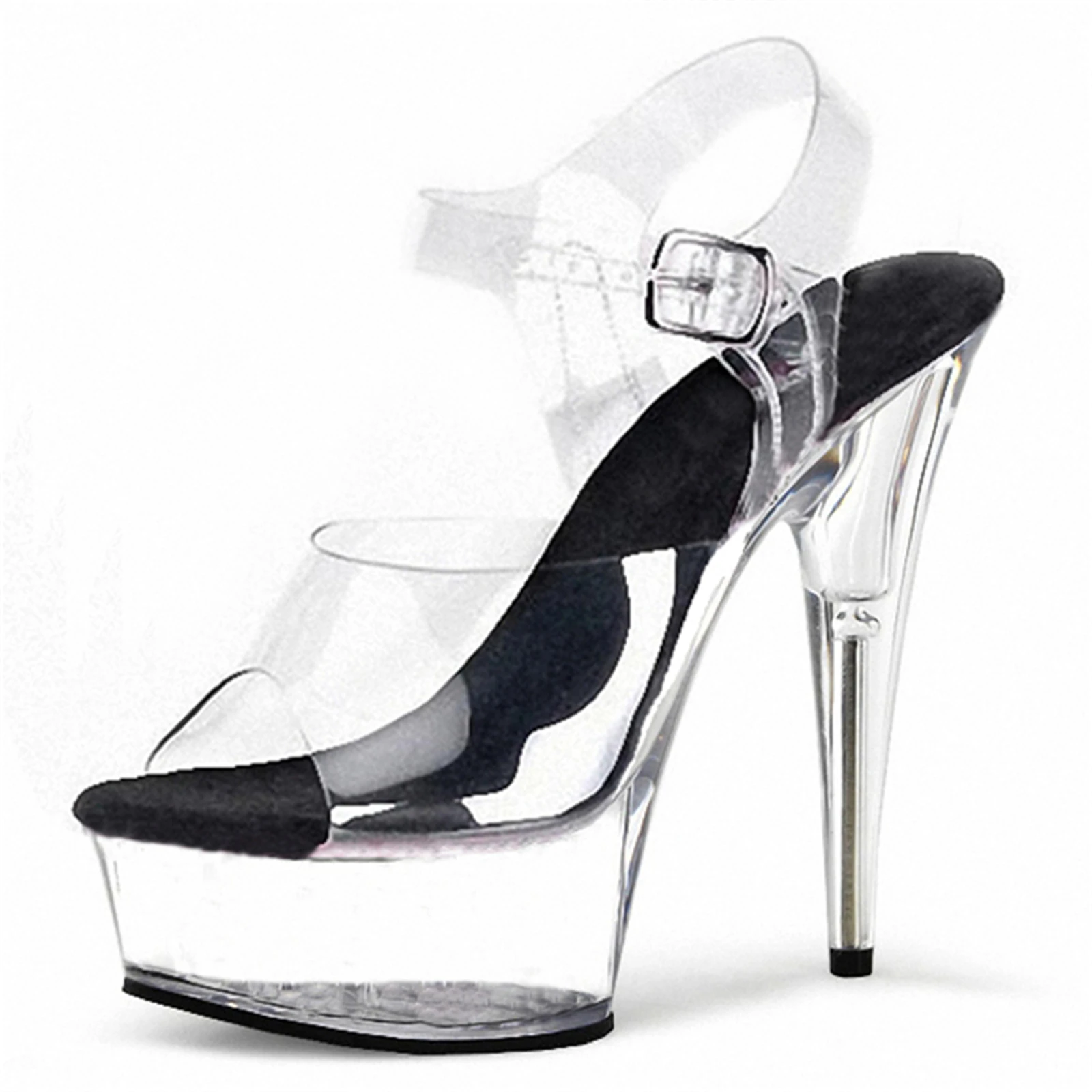 

Женские прозрачные босоножки на высоком каблуке 15 см — прозрачные босоножки на шпильке с ремешком на щиколотке и серебряной пряжкой VIP-туфли для вечеринок