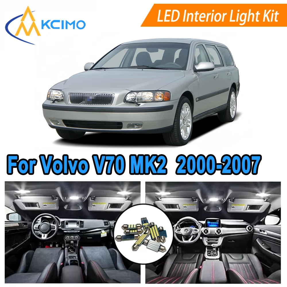 

LED Interior Light Kit For Volvo V70 MK2 (2000-2007) Dome/Footwell/Map/Door Courtesy Lamps Bulbs White/Blue LED Lights Set