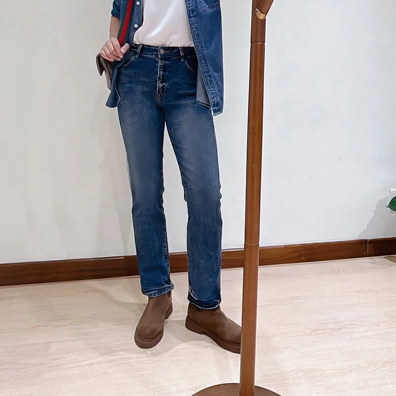 

Женские прямые джинсы Deep Blue, новинка весна-осень, с зауженной талией, из денима, на молнии