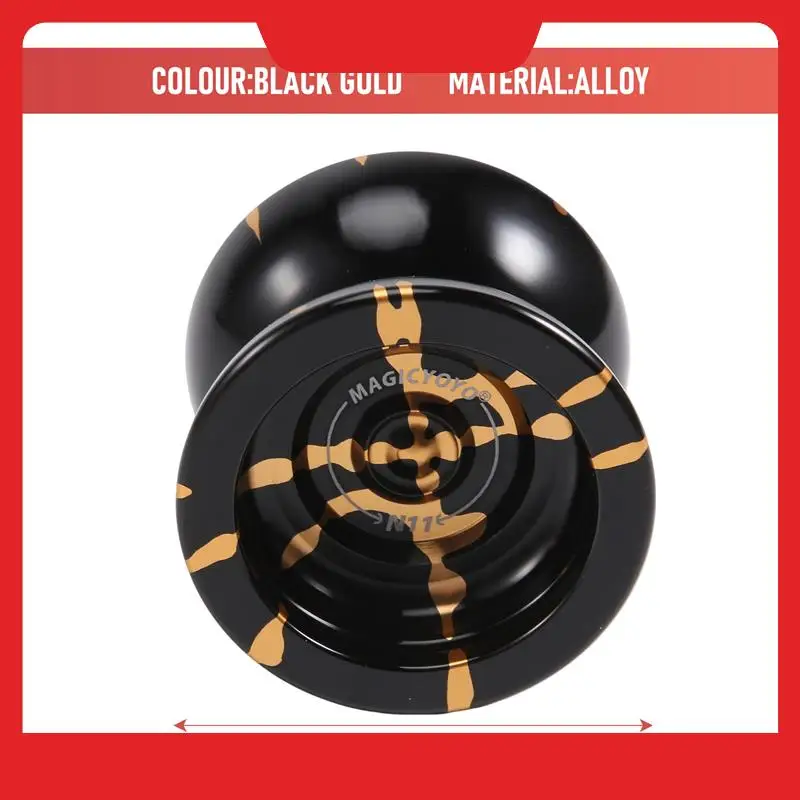 Magicyoyo N11 aluminium professionele jojo niet-reagerende jojo-bal (zwart goud) tas, handschoen 5-snarige