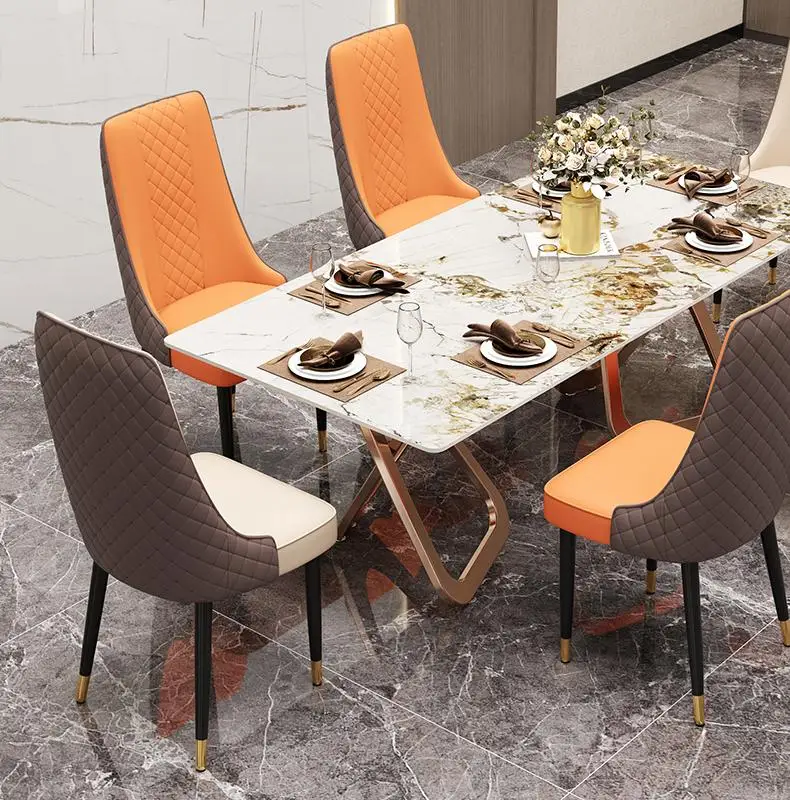 Light Luxury High Backrest Dining Chairs Minimalist Iron Hotel Dining Tables for Home Banquets Private Rooms Restaurants