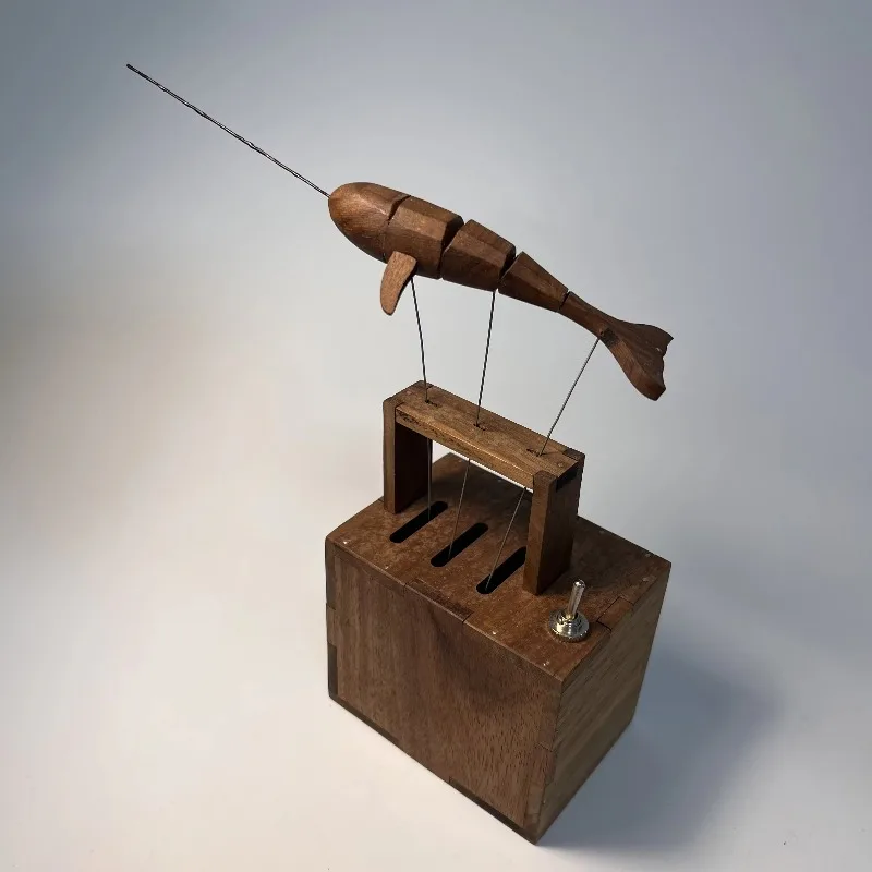 Swimming Narwhal Music Box Handmade wooden ocean ornaments, melodious ocean sculptures