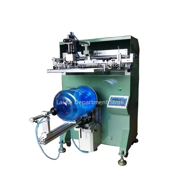 آلة طباعة الشاشة الحريرية المنحنية شبه الأوتوماتيكية لزجاجات برميل المياه المعدنية بشعار آلات صناعية لمياه الشرب