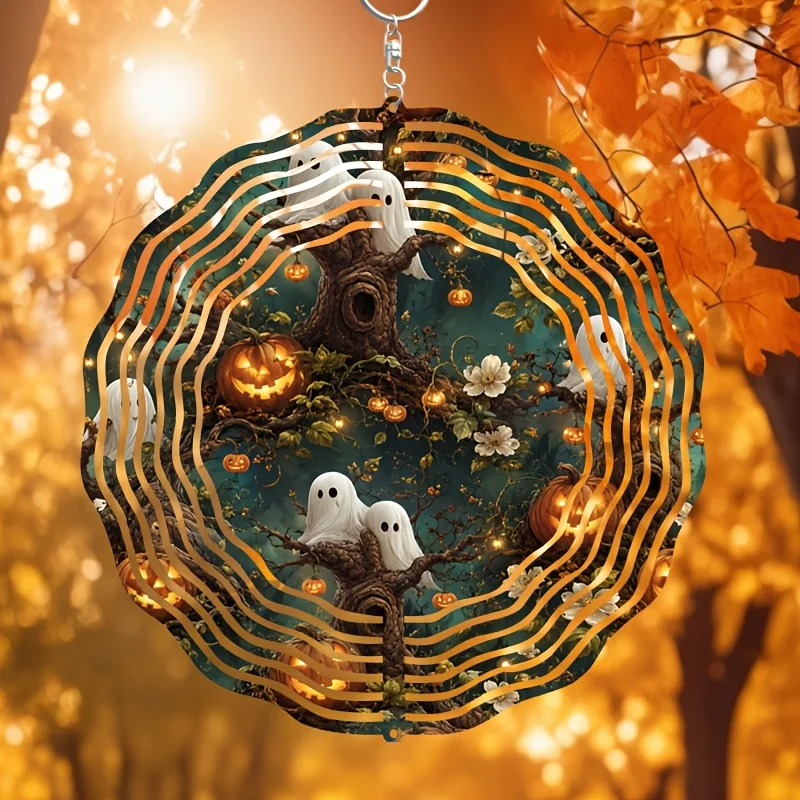 CIFBUY Metal Wind Chime 360 Degree Spinning Wind Spinner Kaleidoscope Pattern Suncatcher Outdoor Patio Yard Hanging Decor