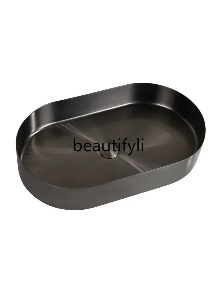 

Gold stainless steel countertop basin Balcony bathroom washbasin Oval washbasin Single basin