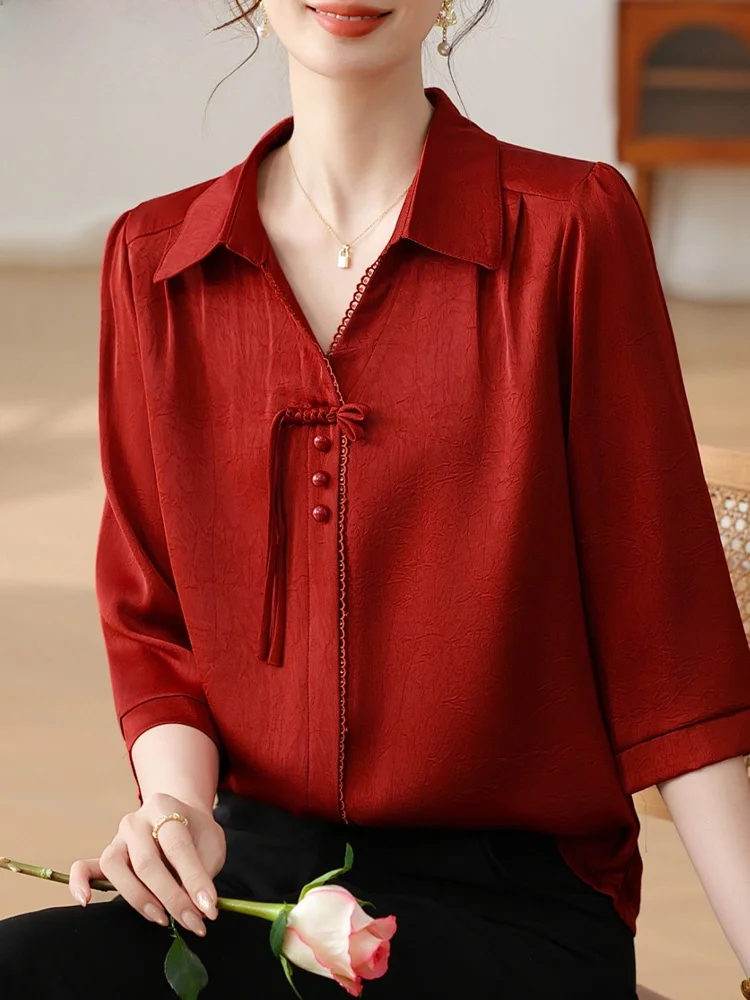 

Новый китайский летний комплект для мам: платье с рукавом 3/4 для женщин среднего возраста, наряд для свадебного банкета