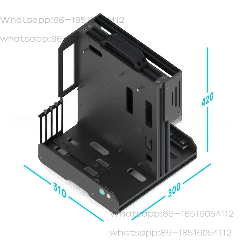 Vertical full back open personality chassis DIY semi transparent acrylic aluminum profile back camel 360 water-cooled bracket