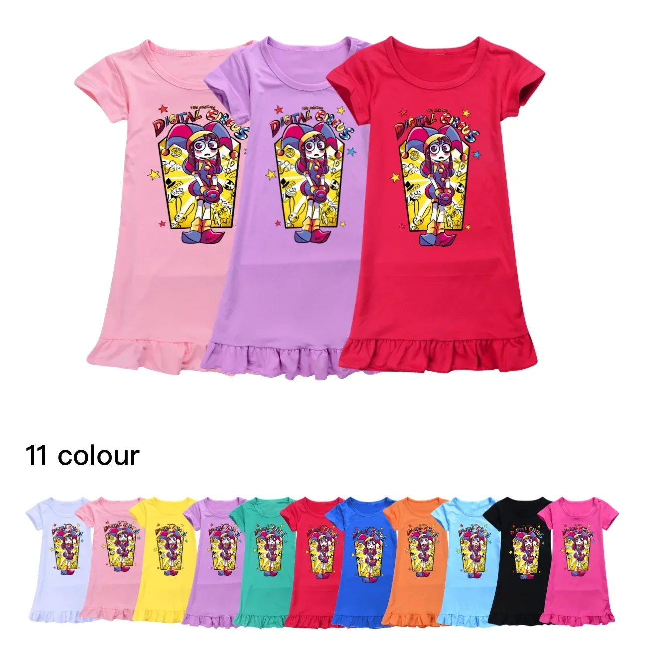 

Movie The Amazing Digital Circus Dress Kids Short Sleeve Casual Dresses Baby Girls Summer Sleepwear Children's Pomni Jax Pajamas