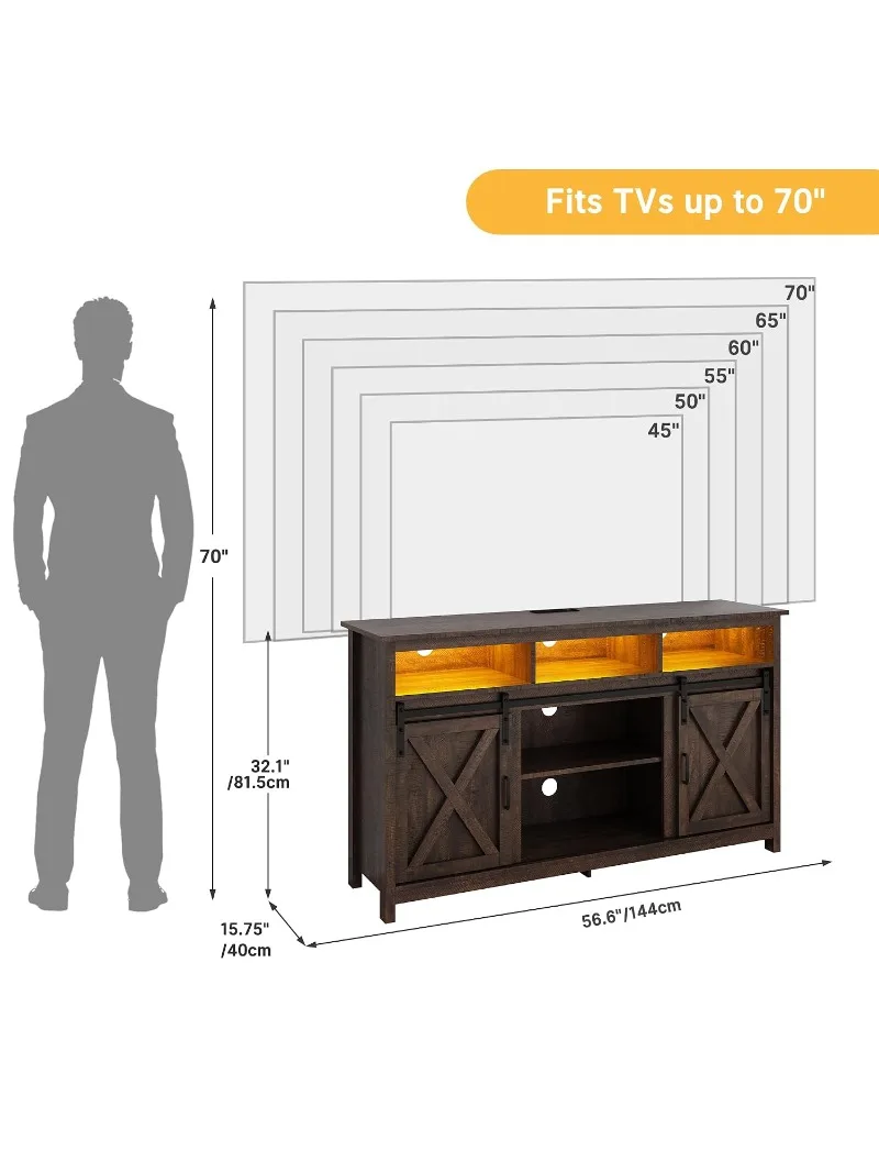 57In Wooden Farmhouse TV Stand for 60/65