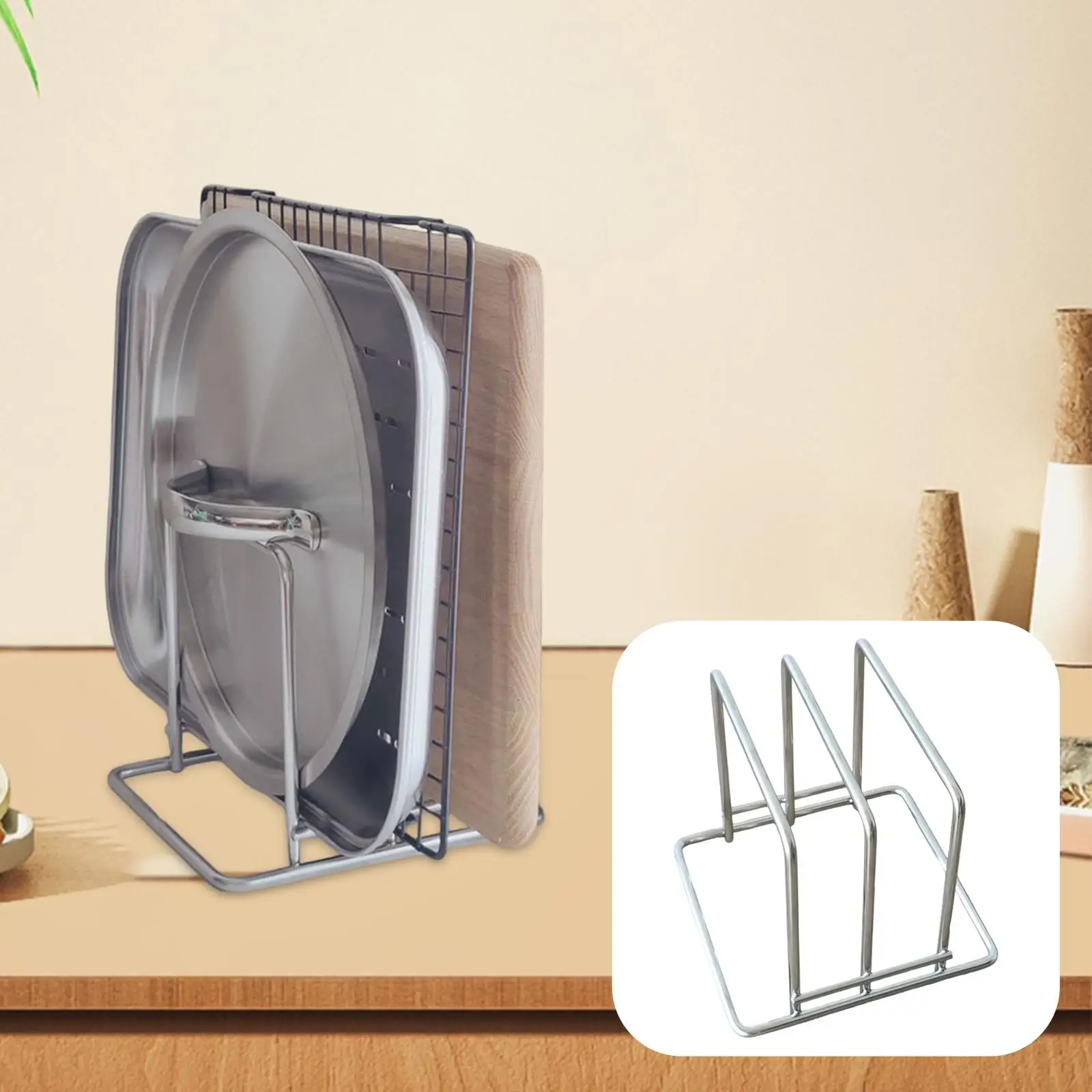 

Stainless Steel Double Slots Cutting Board Holder Heavy Duty Storage Stand