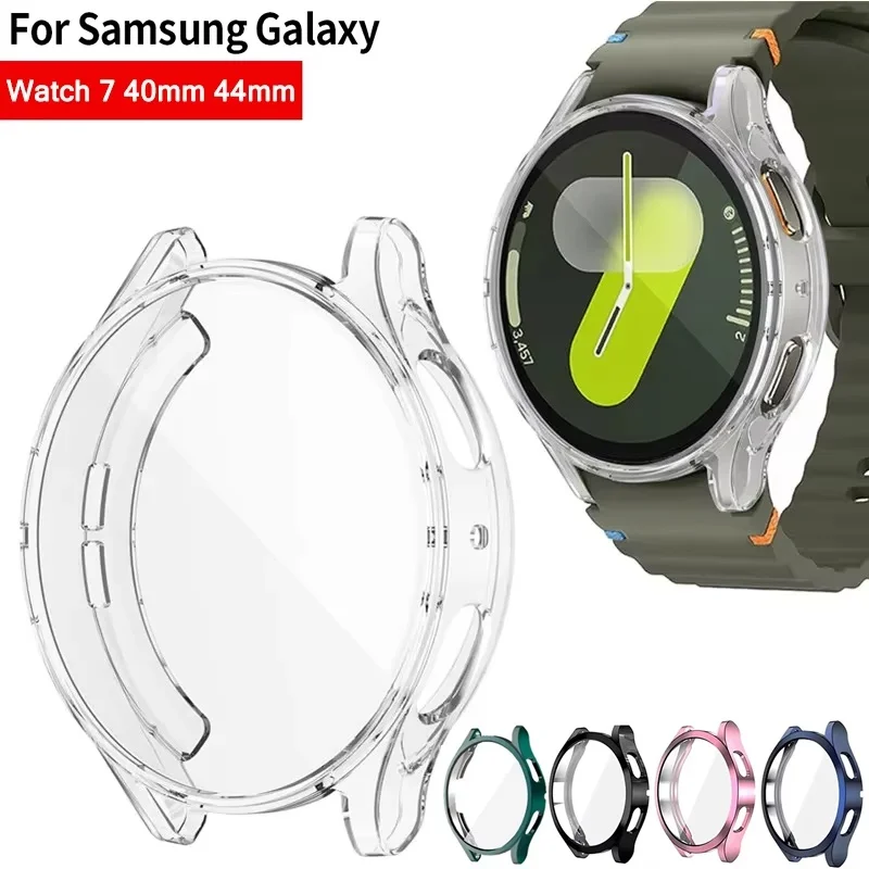 Capa Protetora de Tela para Samsung Galaxy Watch 7 40mm/44mm, Capa Macia TPU de Cobertura Total para Galaxy Watch 7