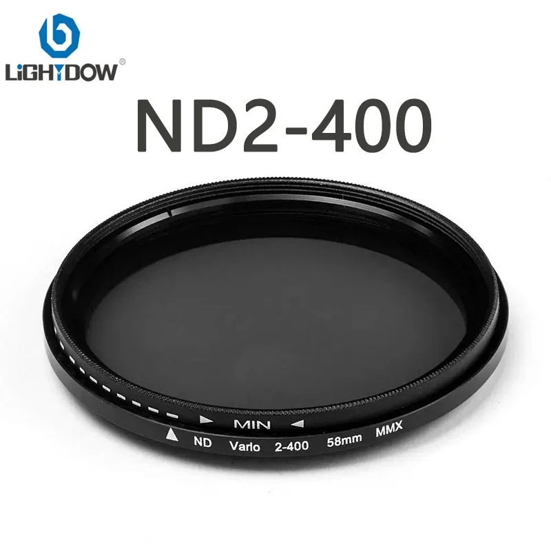 Lightdow ND2-400 Fader Variable Adjustable ND Filter 49 52 55mm 58mm 62mm 67mm 72mm 77mm 82mm for Cannon Nikon Sony Camera Lens