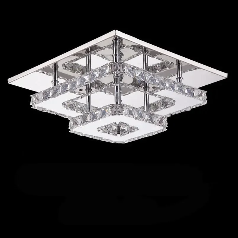 Square 30*30CM Crystal LED Ceiling Lamp High-Power 36W Kitchen Passage Living Room Stainless Steel Lustre Moonlite Lighting