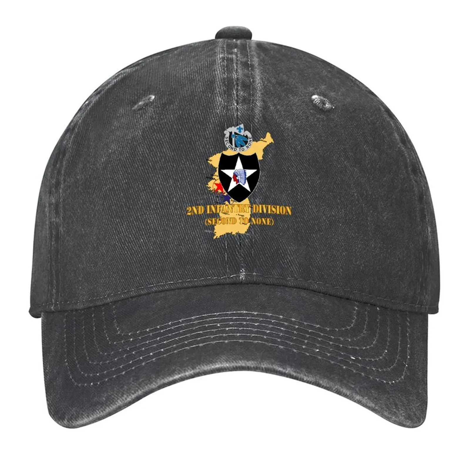 

Army - Korea Map - 2nd Infantry Div - Second to None Baseball Cap Icon Big Size Hat Sunhat Sun Hats For Women Men's