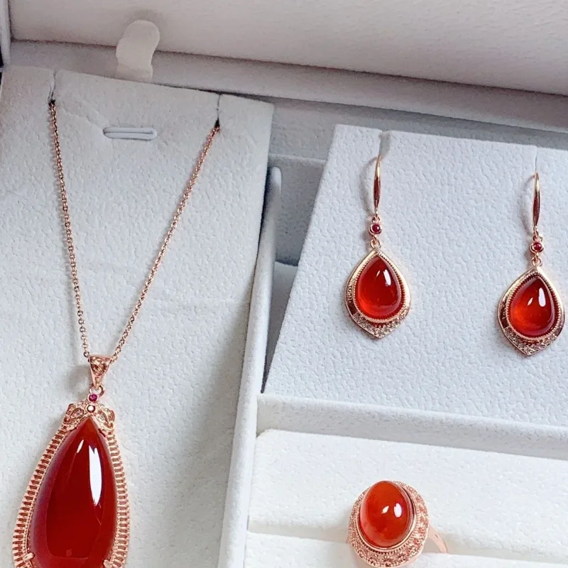 

Подвеска в виде капли воды из натурального южного красного агата, простой и модный универсальный комплект