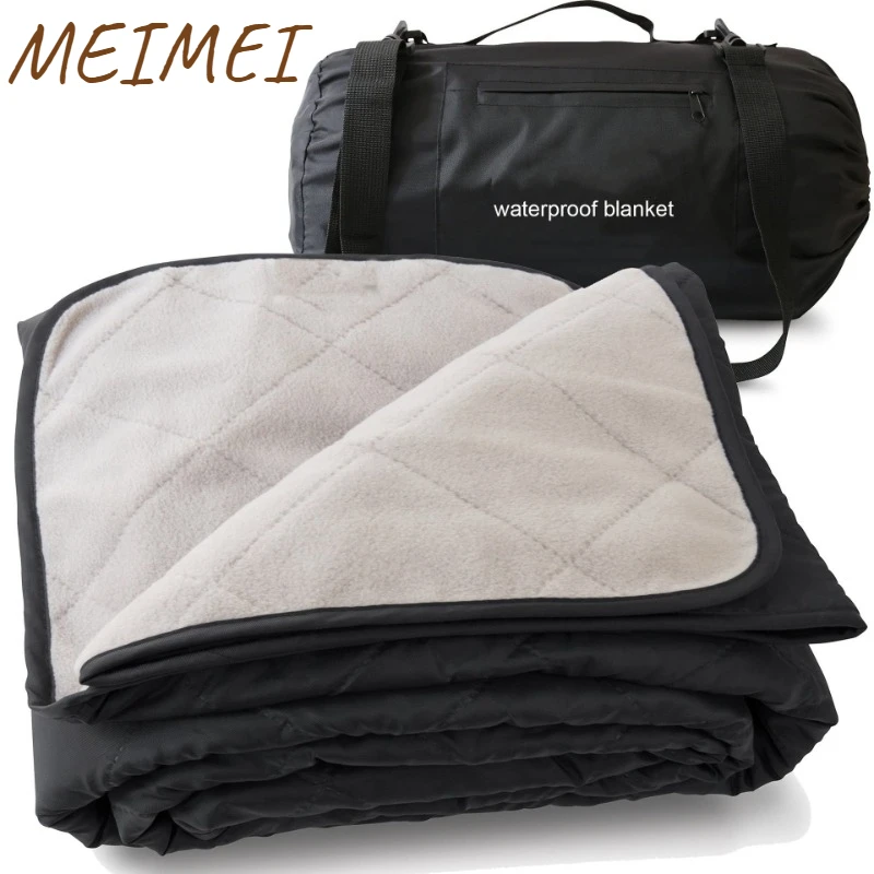 

Outdoor Products Polar Fleece Polyester Camping Blanket Waterproof Thickened Portable Picnic Mat Moisture-proof Machine Washable