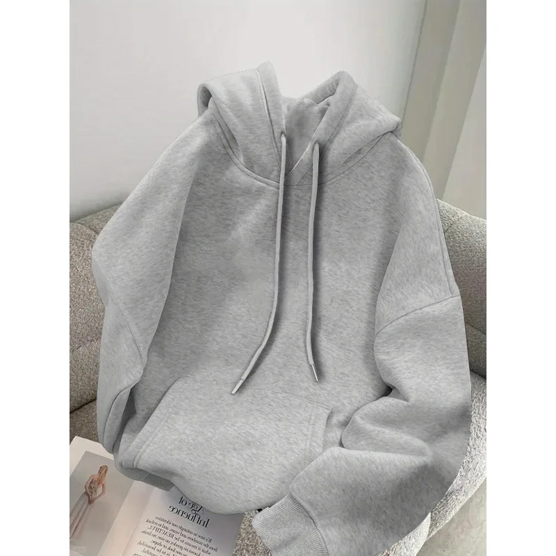 Solid Color Hooded Sweatshirt, Available in Multiple Colors: Black, Brown, Light Gray. Multiple