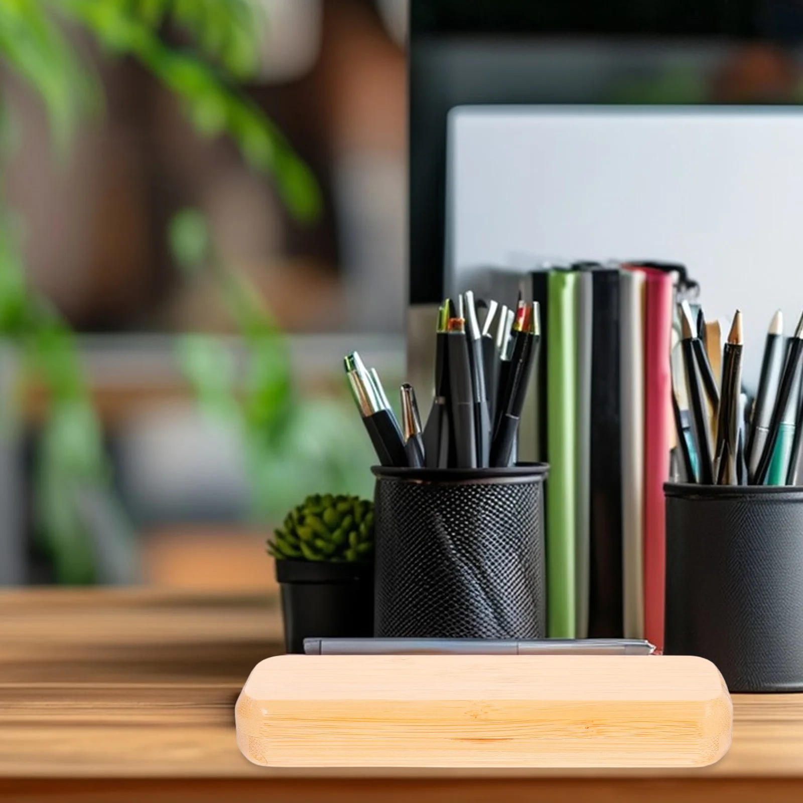 

1 Bamboo Stationery Pen Box 17x5 5x2 5cm Retro Storage Pencil Case Office Supplies Student Gift Packaging Durable