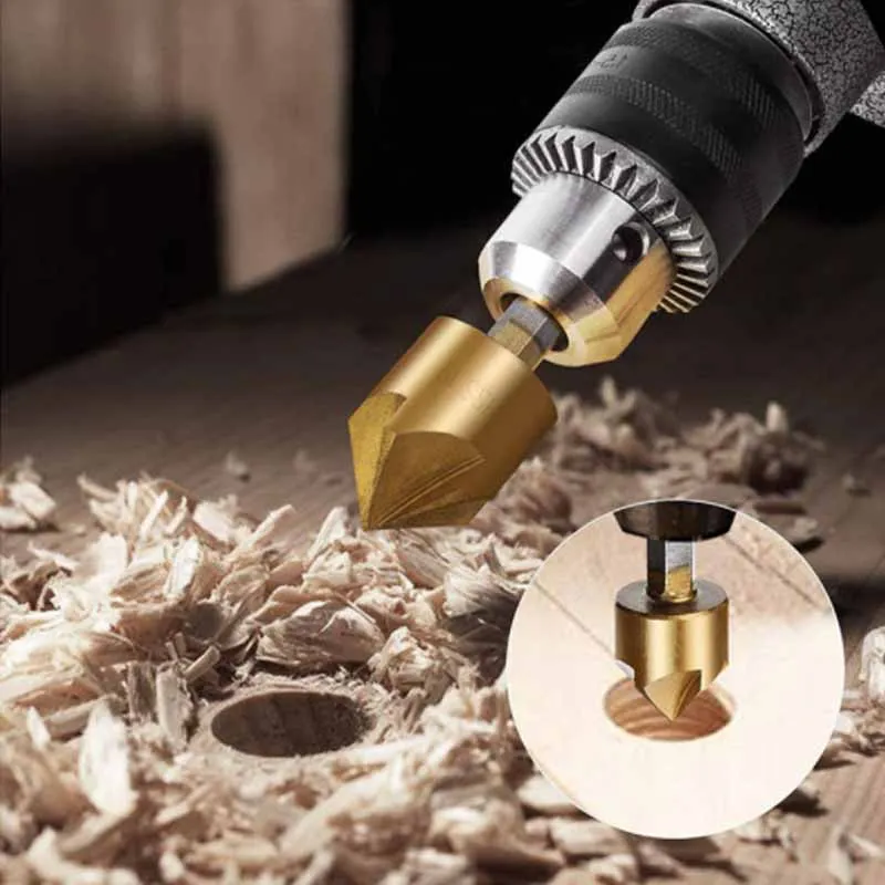 Set di punte da trapano per svasatore HSS da 23 pezzi alesatore per la lavorazione del legno set di combinazioni di punte per trapano a smusso a tre punti