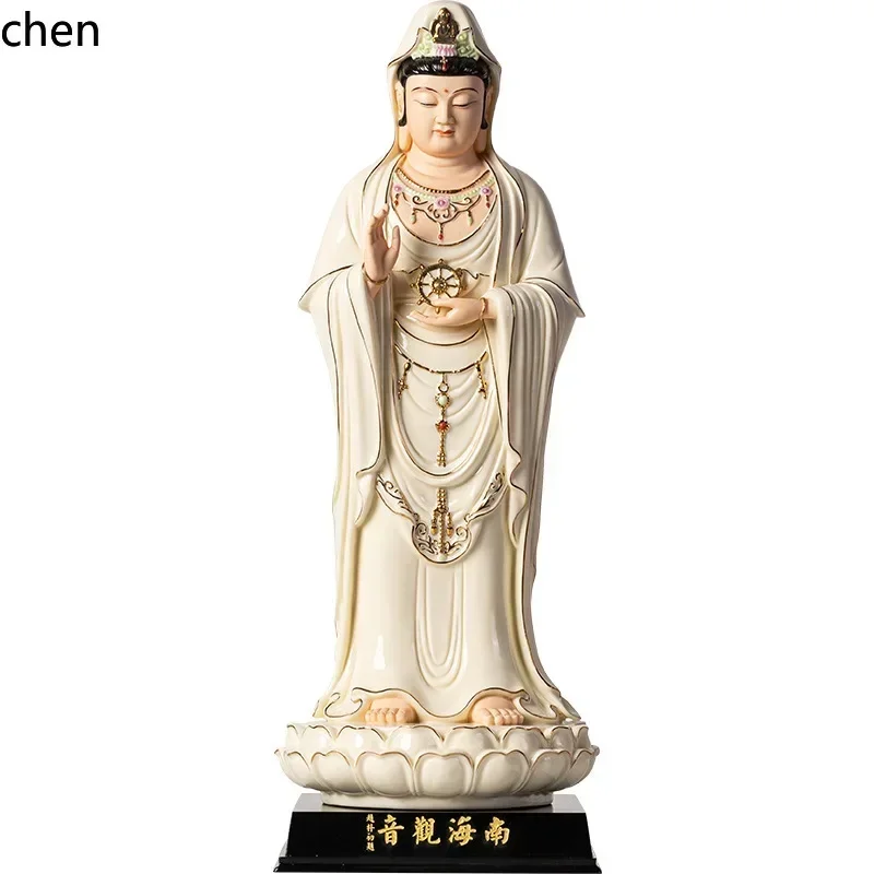 DSA  ceramic nanhai guanyin ornaments for home worship guanyin bodhisattva statue putuo mountain nanhai guanyin standing statue