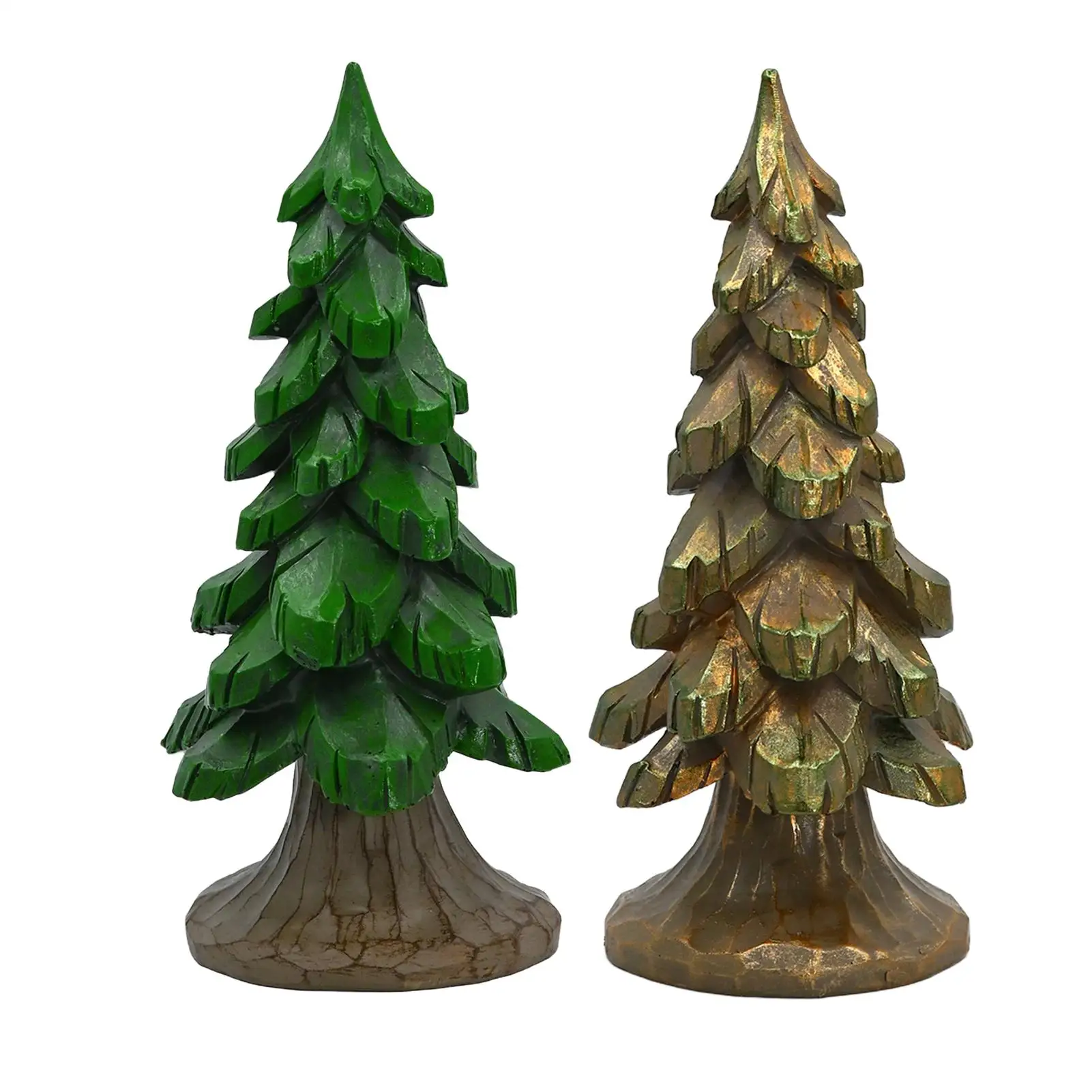 Vintage Christmas Tree Figurines Pine Tree Winter Ornaments Table Figurines Resin Christmas Table Decor For Home Room Workplace