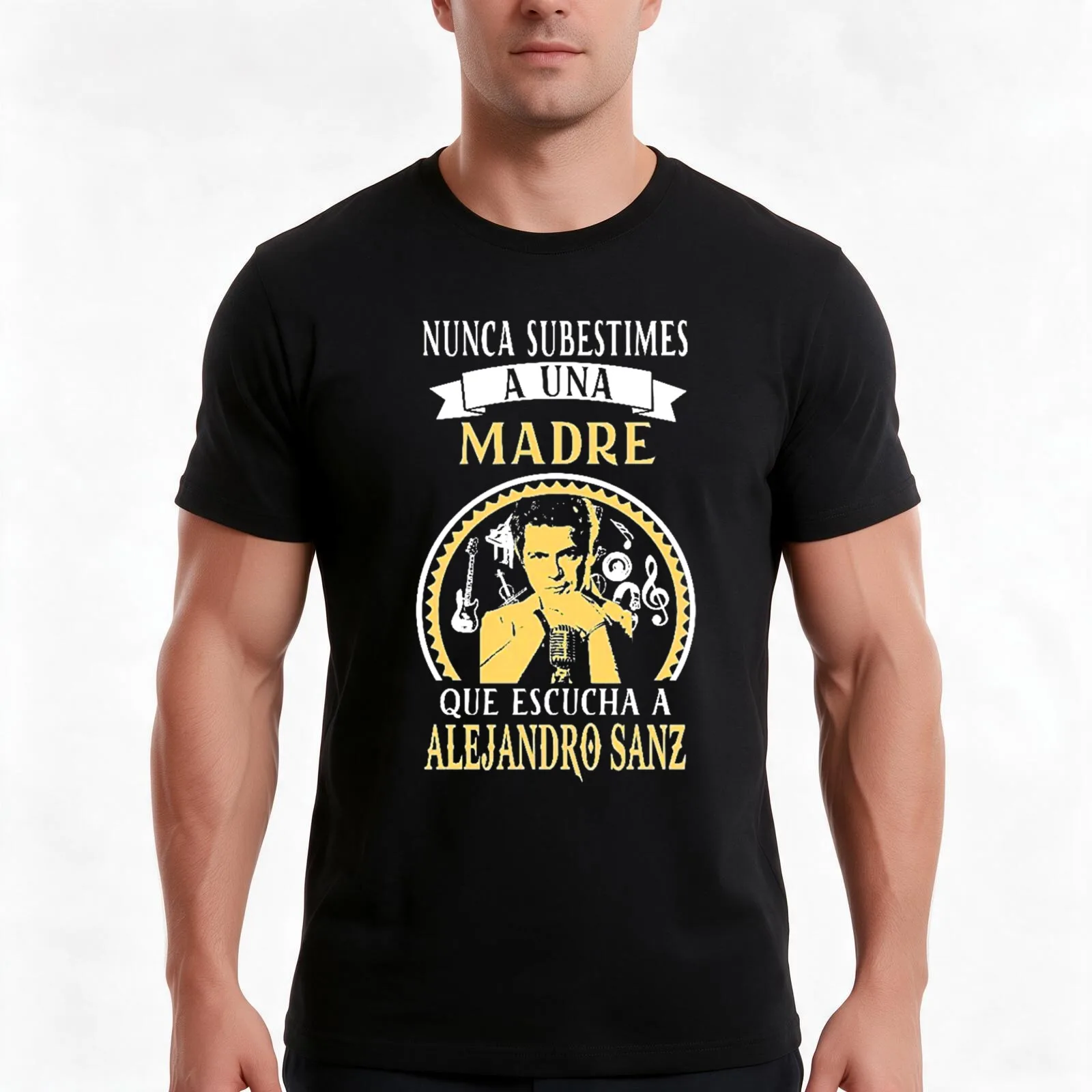 Alejandro dini Sanz Nunca Subestimes Madre Escuchar T-Shirt, Summer Casual Cotton Tee, Oversized Streetwear Tops, 100% Cotton