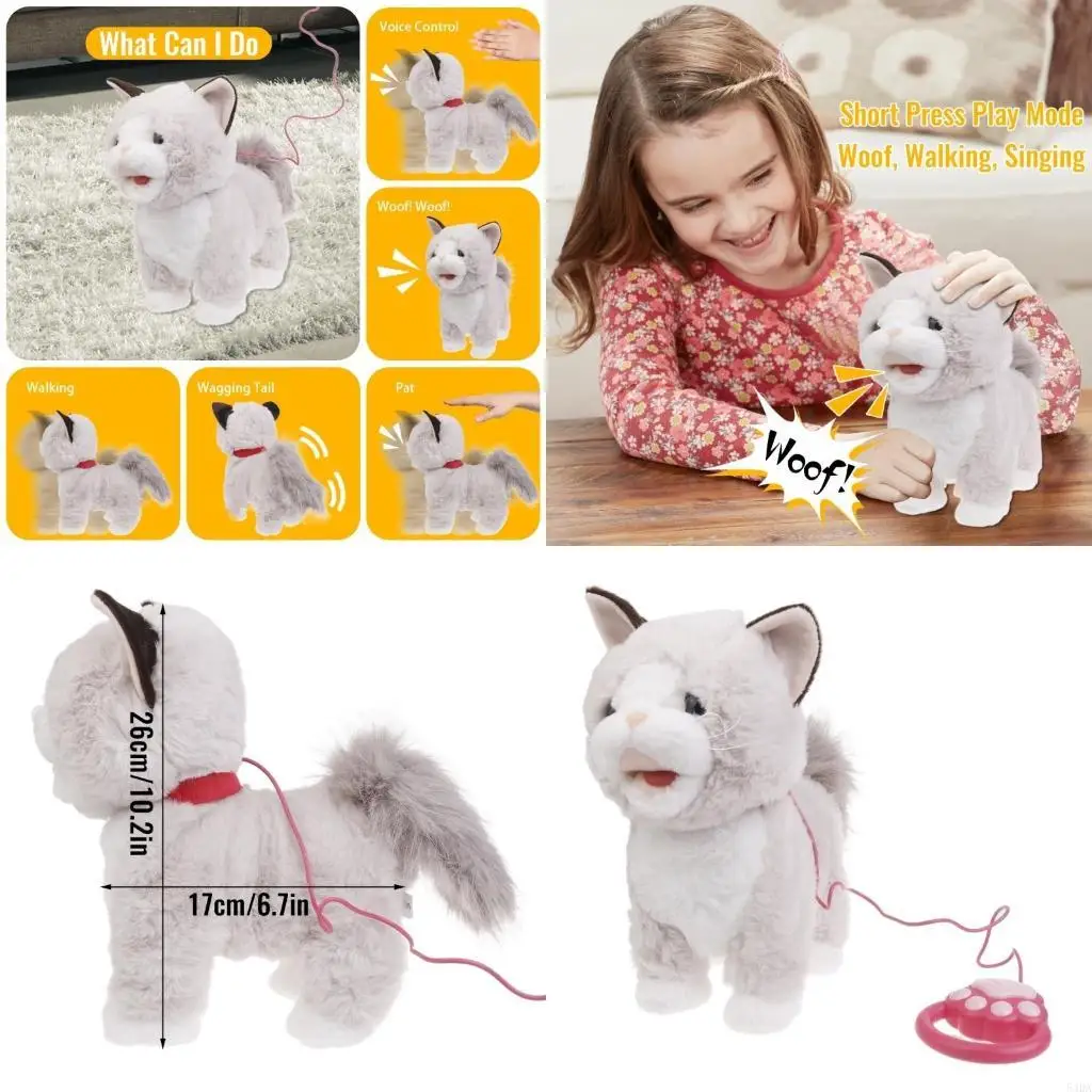 

54DA Поводок для кошек, плюшевая игрушка, электрическая игрушка для ходьбы, имитация пения котенка, детский подарок