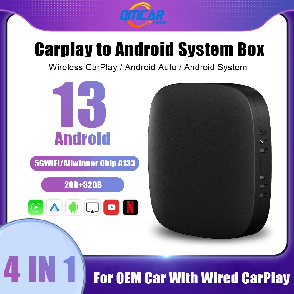 Carplay Ai Box 13 Wireless CarPlay Android Auto For Netflix For Peugeot MG Kia Maxus Mazda MG Porsche Toyota VW Volvo Audi VW