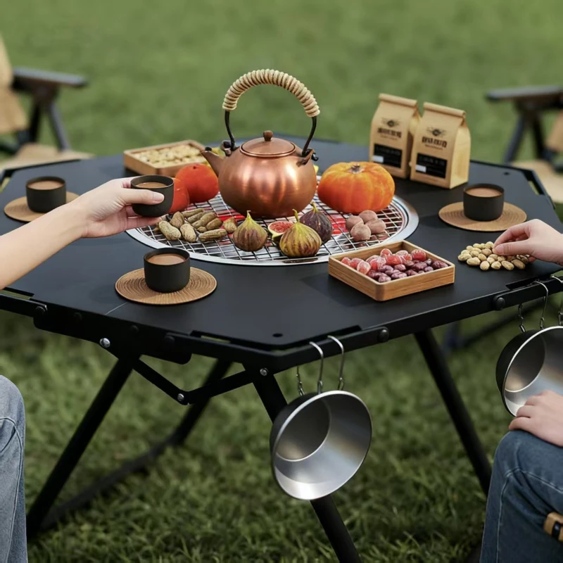 Outdoor BBQ Table Carbon Steel Folding BBQ Grill Enclosed Furnace Tea Making Household Indoor BBQ