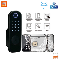 TYSH Tuya Remote Smart Door Lock With Wifi Outdoor Waterproof Double Fingerprint Lock Digital Electronic Card Keyless Smart Lock