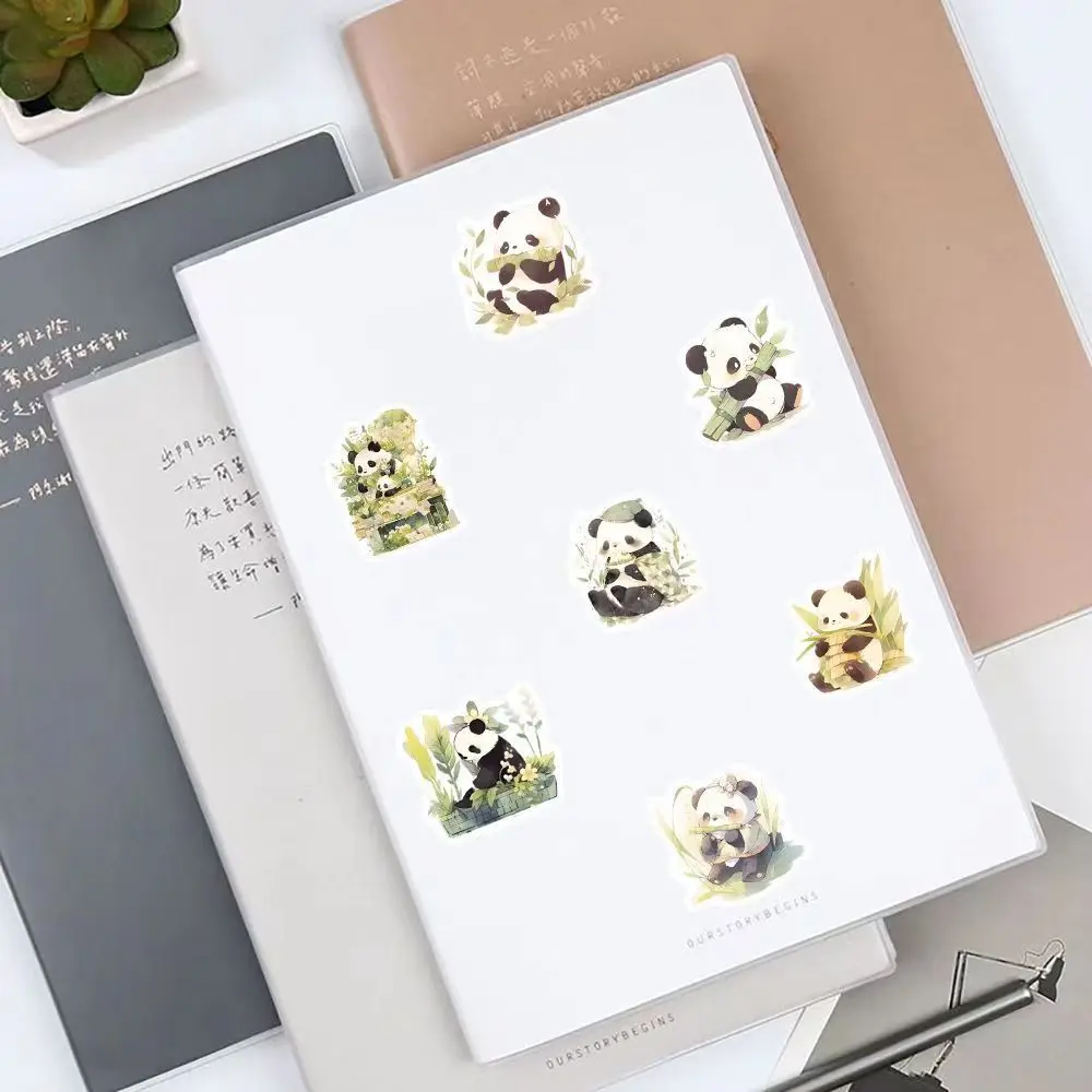 Imagem -06 - Cute Cartoon Panda Adesivos Decalques de Graffiti Impermeável Notebook Pad Caixa do Telefone Mala Decorativa 50 Pcs