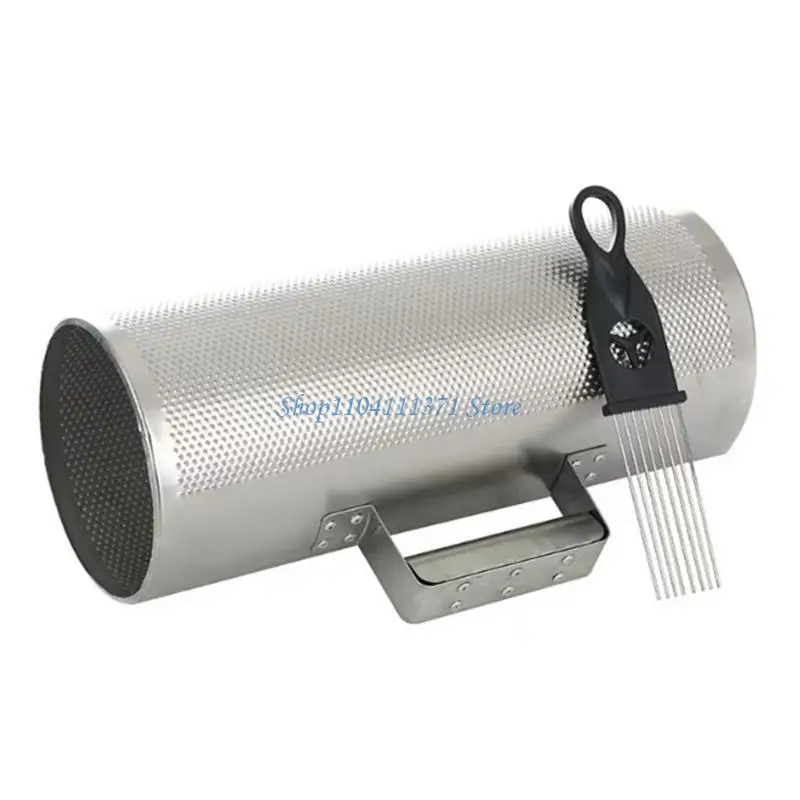 P9FC Metal Guiro Instrument Shaker Guiro Shaker with Scraper Musical Instrument Round Cylinder Latin Percussions Instruments