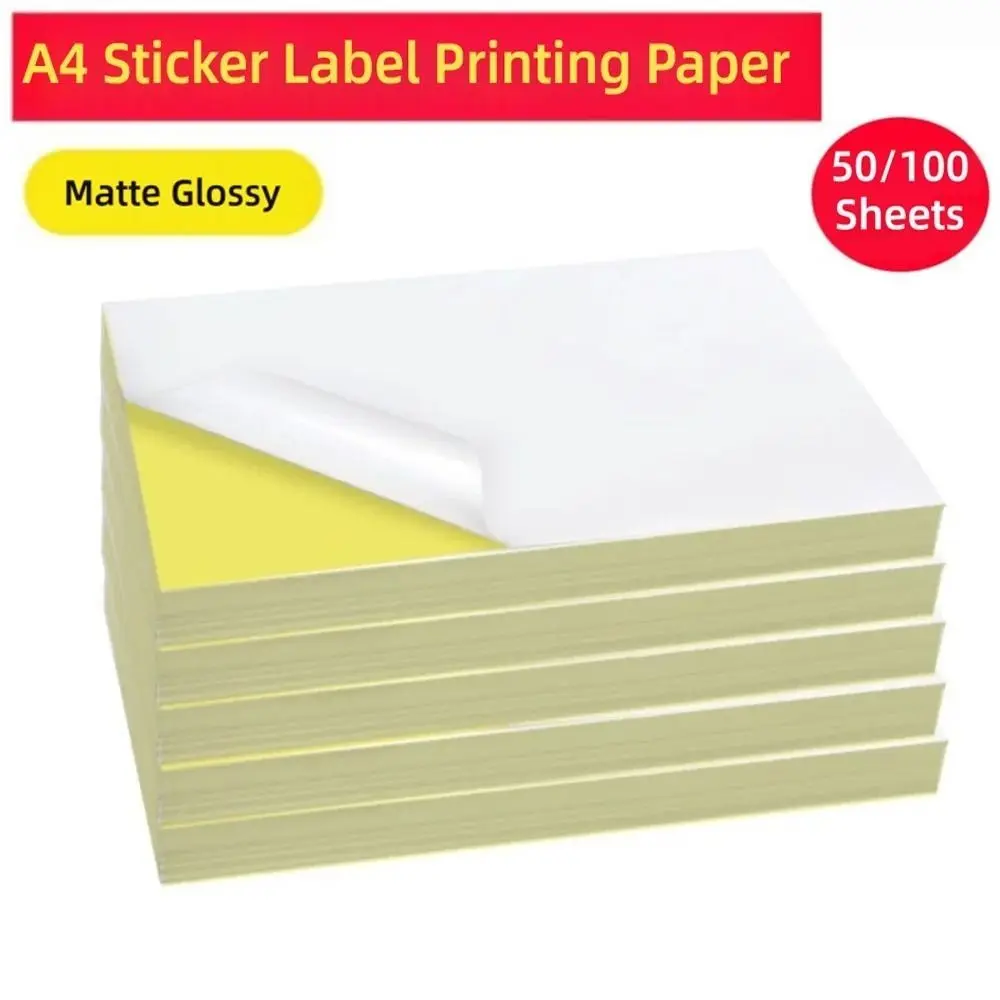 New A4 Self-Adhesive Paper Matte Glossy Surface Writable Paper Sticker White Paper Sheet Laser Inkjet Printer