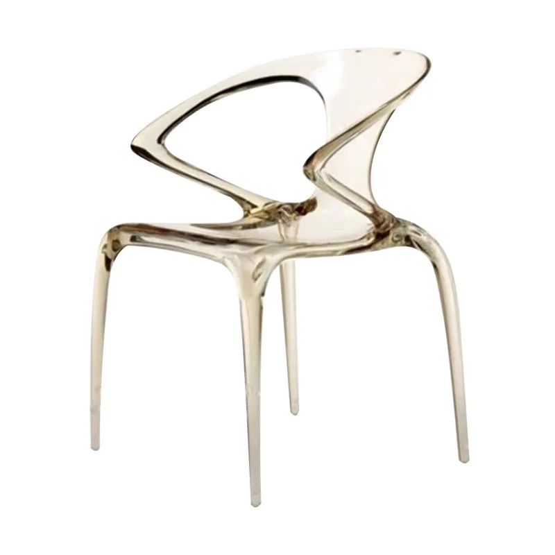 

Simple and modern hotel lobby negotiation area transparent resin backrest chair, bar counter restaurant acrylic stool for home u